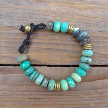 Chrysoprase & AAA Labradorite Leather Gemstone Bracelet