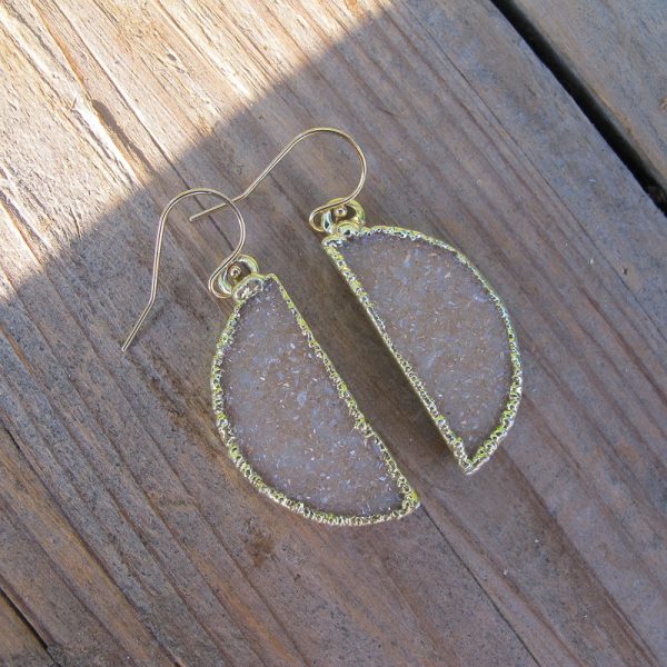 Half Moon Druzy Earrings