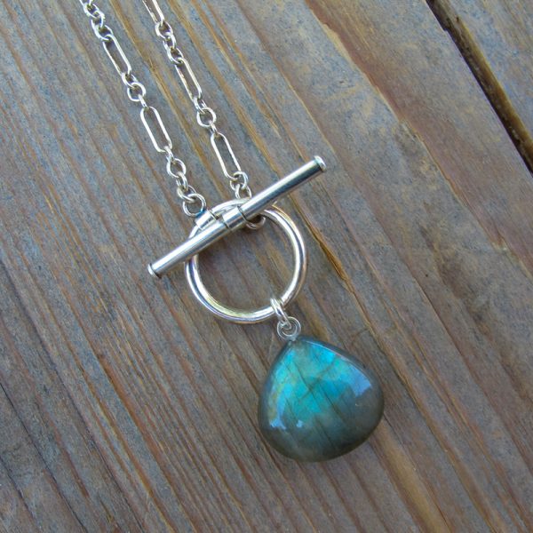 AAA Labradorite Teardrop Necklace in Sterling Silver
