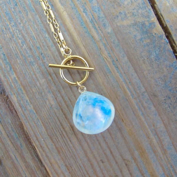 AAA Moonstone Teardrop Necklace in Gold - Image 2