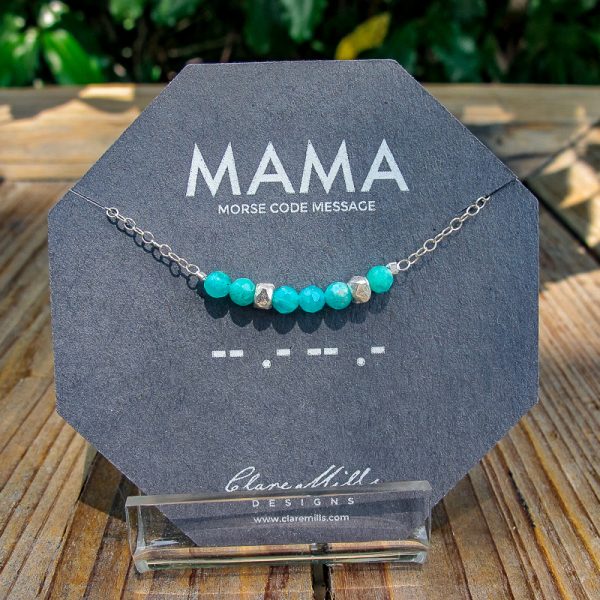 Amazonite Mama Morse Code Necklace