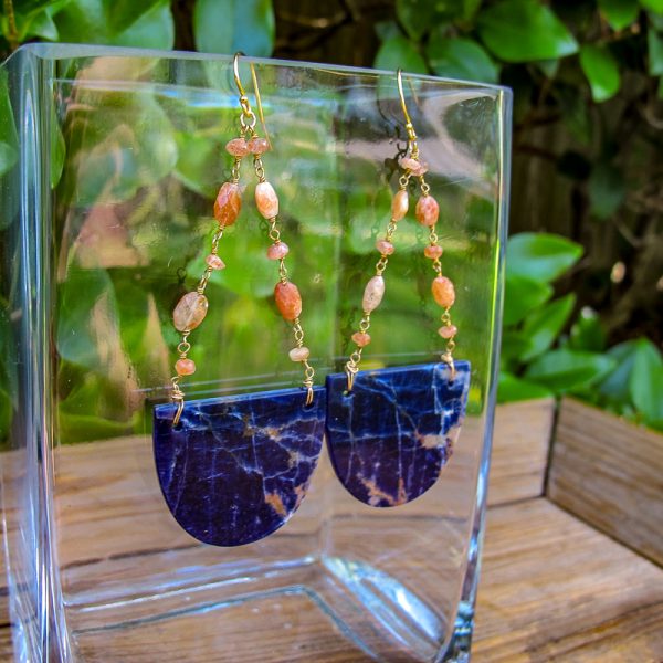 Lapis & Sunstone Earrings - Image 3