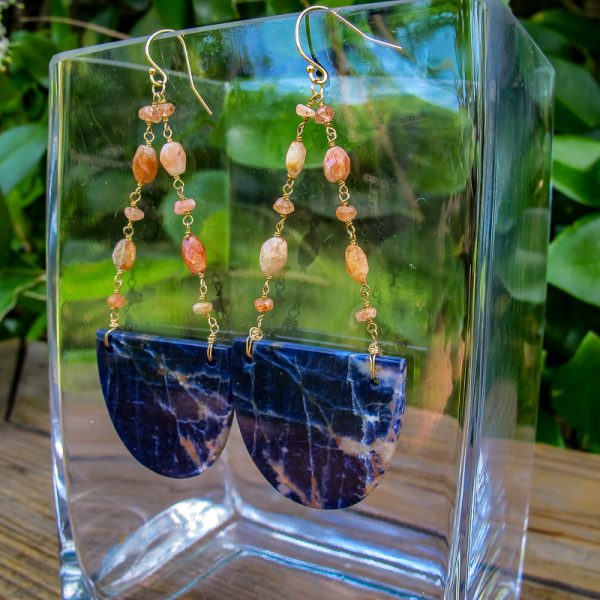 Lapis & Sunstone Earrings - Image 2