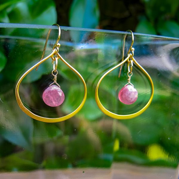 Rhodochrosite Meadium Teardrop Earrings