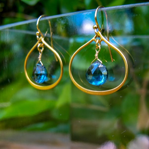 London Blue Topaz Small Teardrop Earrings - Image 2