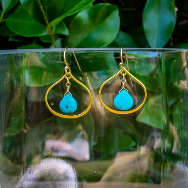 Turquoise Small Teardrop Earrings - Image 3