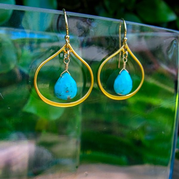 Turquoise Small Teardrop Earrings - Image 2