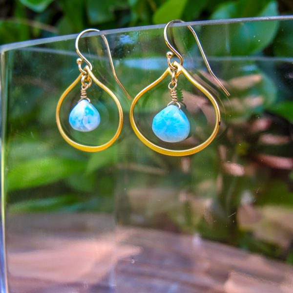 Larimar Small Teardrop Earrings - Image 2