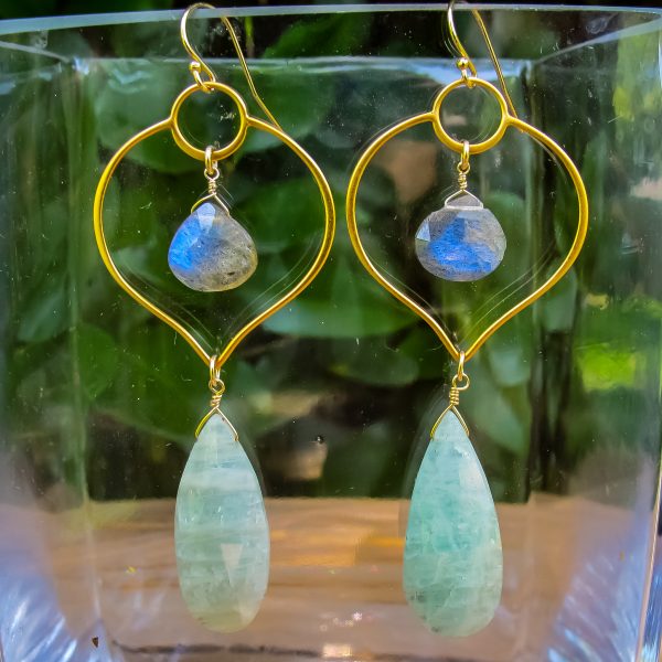 Labradorite & Aquamarine Earrings - Image 2