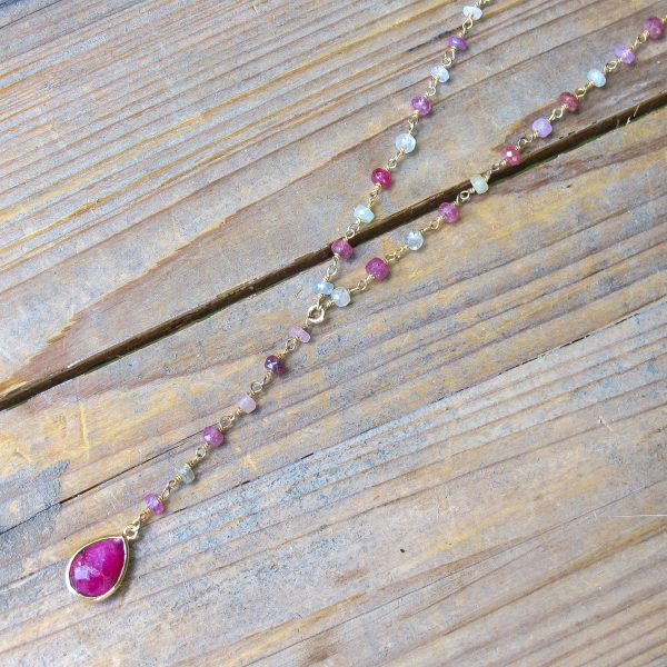 Sapphire & Ruby Y Necklace