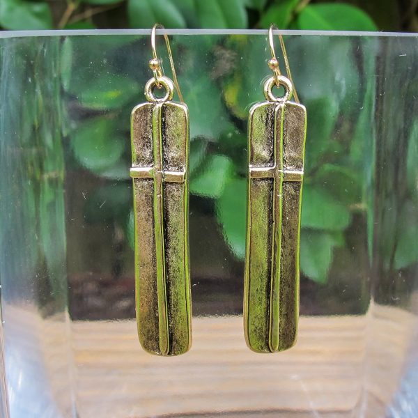 Pewter Cross Earrings - Large
