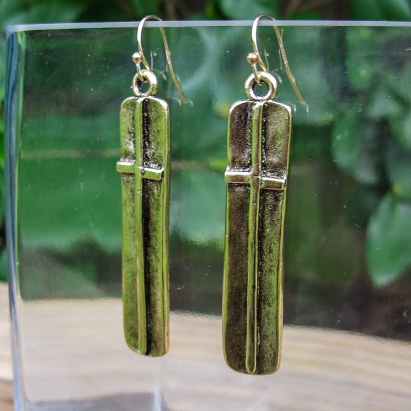 Pewter Cross Earrings - Large - Image 3