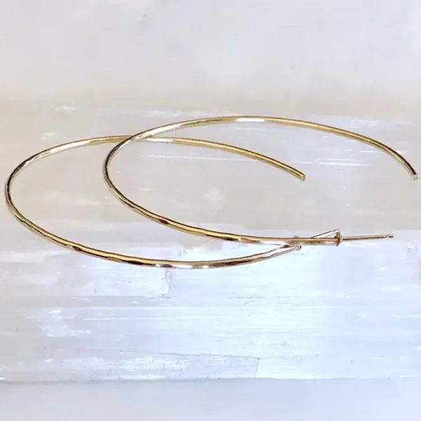 Large Classic Hammered Gold Filled Hoops - Image 2