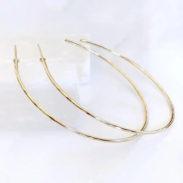 Large Classic Hammered Gold Filled Hoops