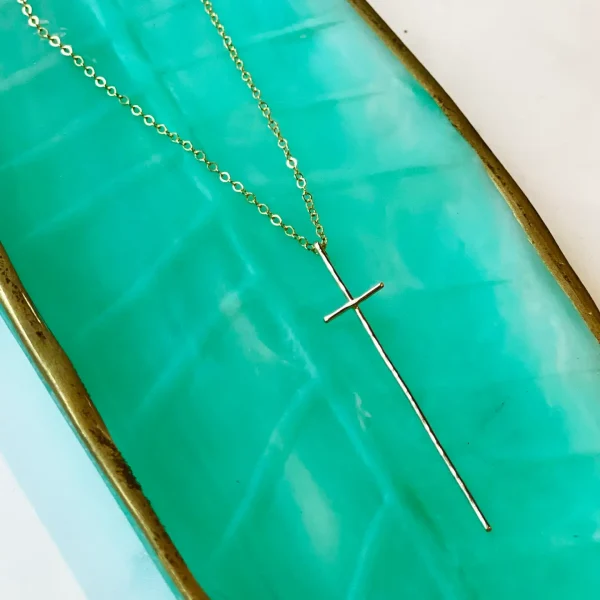 Gold Filled Hammered Cross Necklace - Image 2