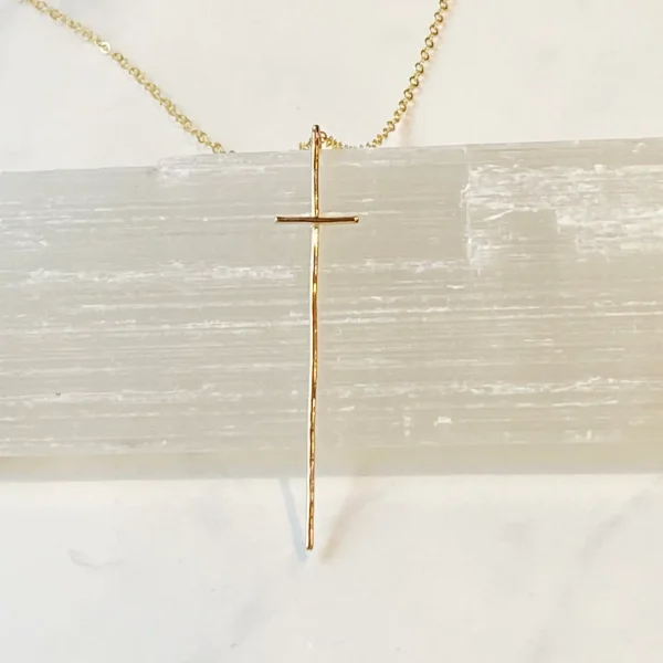 Gold Filled Hammered Cross Necklace