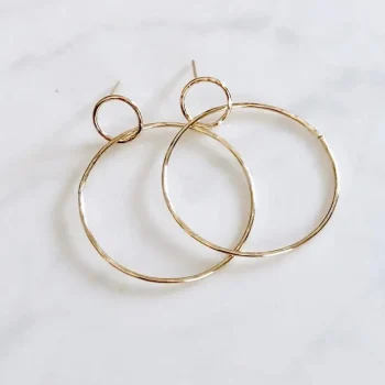 Double Circle Post Earrings Gold Filled