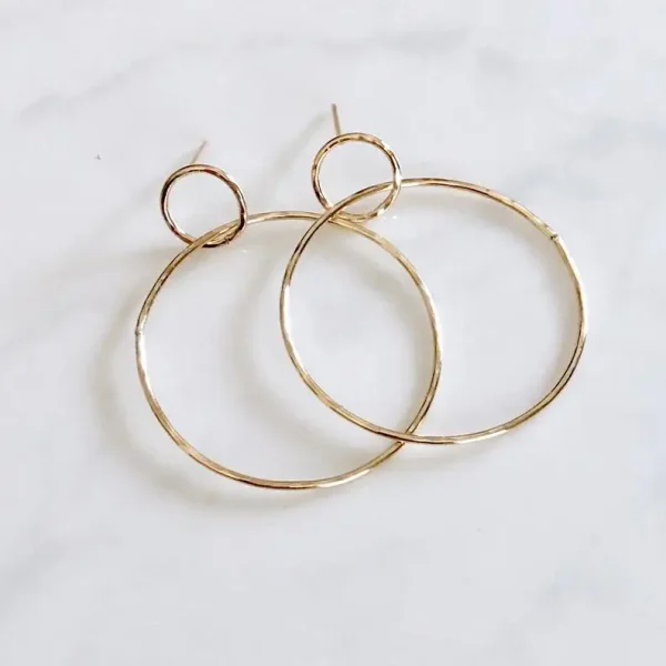 Double Circle Post Earrings Gold Filled