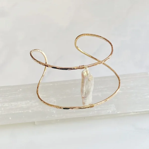 14k Gold Filled Organic Pearl Cuff - Image 2
