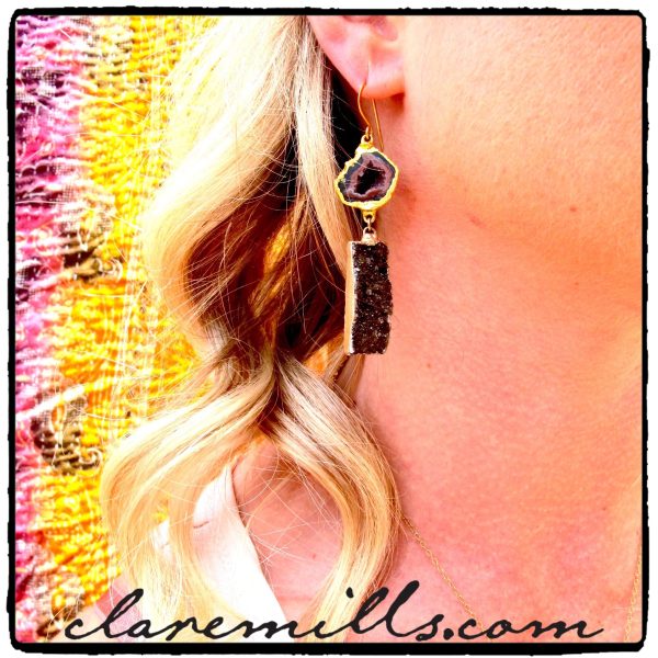 Geode and Druzy Dangle Earrings - Image 2