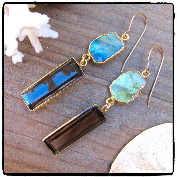 Labradorite & Smoky Topaz Earrings