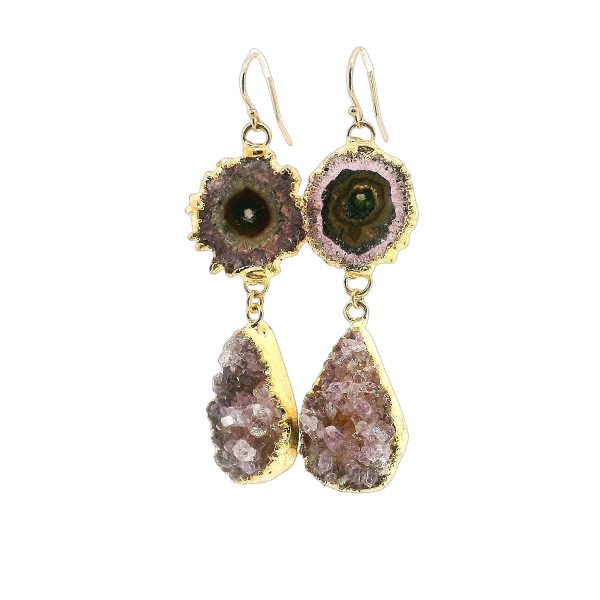 Stalactite and Druzy Quartz Earrings in Gold Filled Setting - Image 3