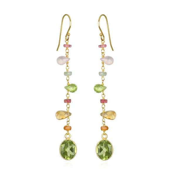 Flower Fields Bezel Dangles Peridot