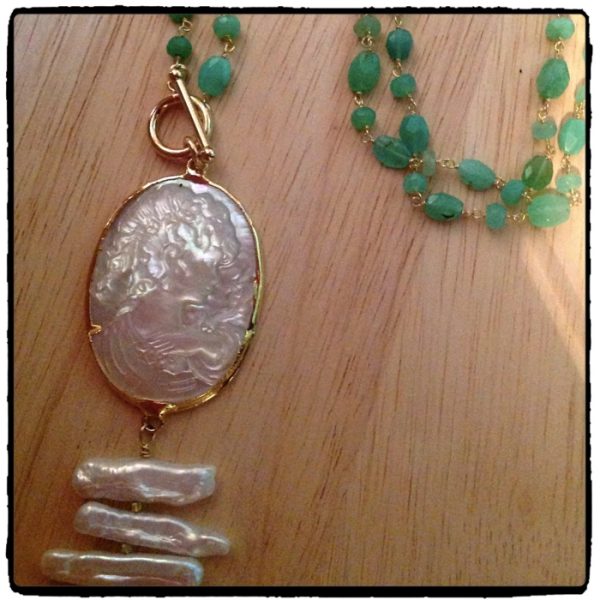 Mother of Pearl Chrysoprase Cameo - Image 6