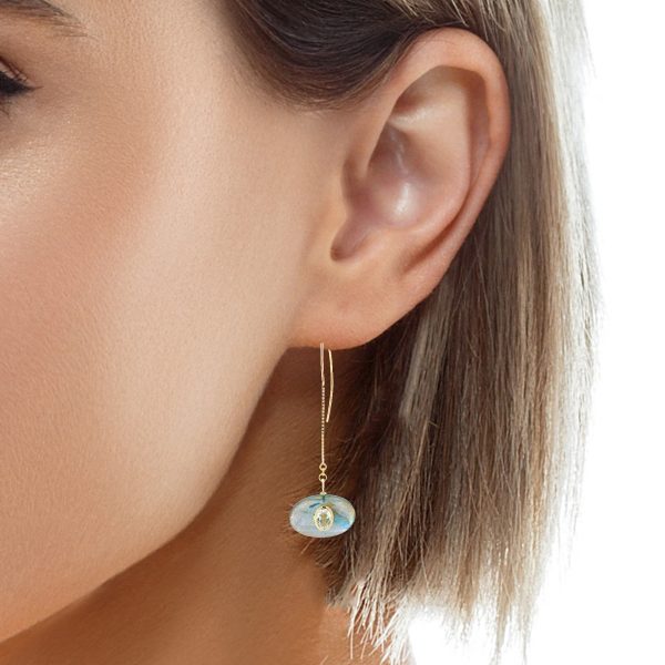 “Aurora Drop” Labradorite & White Topaz Earrings - Image 2