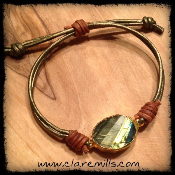 Labradorite Bracelet on Leather