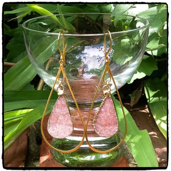 Blush Teardrop Druzy Earrings - Image 2