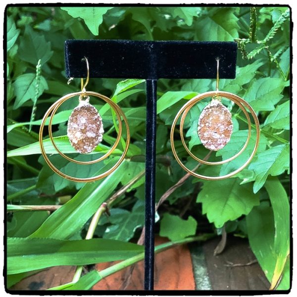 Citrine Druzy Hoop Earrings - Image 2