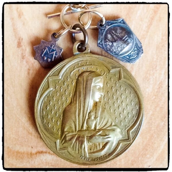 Sacred Heart and Mary Antique Medals Necklace - Image 3