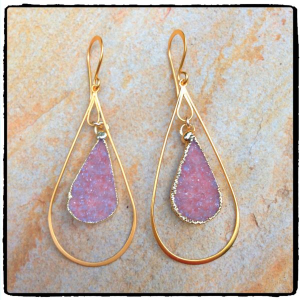 Blush Teardrop Druzy Earrings - Image 3