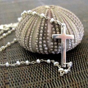 Sterling Silver Sideways Cross Necklace