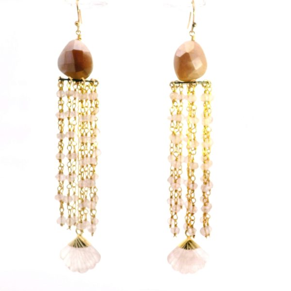 “Celestial Bloom” Mystic Moonstone & Rose Quartz Chandelier Earrings