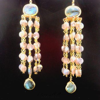 “Aurora-Glow Cascade” Labradorite Chandelier Earrings