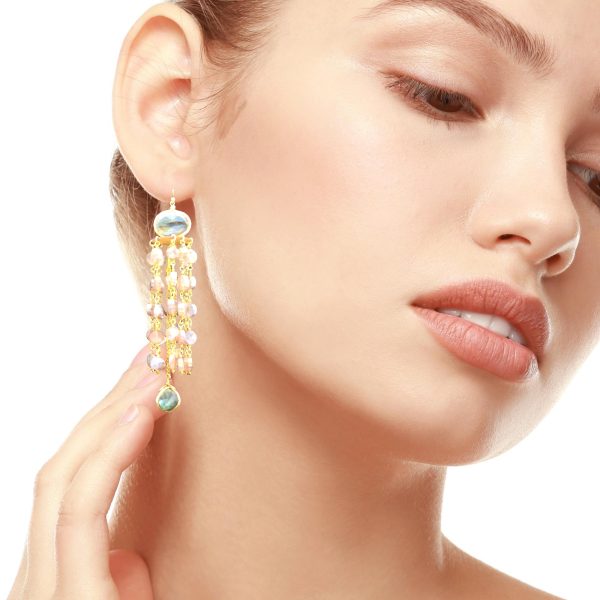 “Aurora-Glow Cascade” Labradorite Chandelier Earrings - Image 2