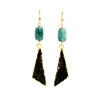 "Tide-Line Gleam” Kyanite & Druzy Drop Earrings