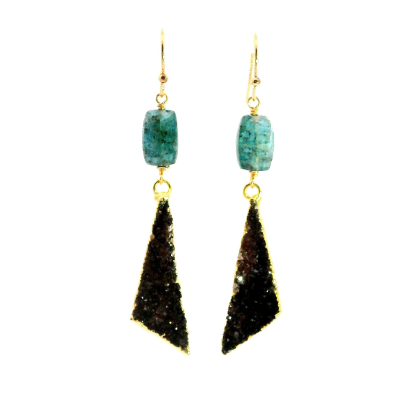 "Tide-Line Gleam” Kyanite & Druzy Drop Earrings