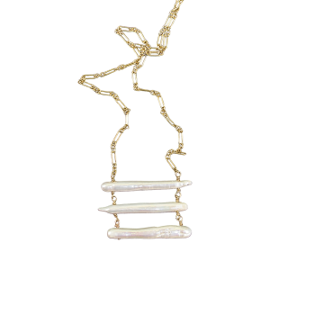 “Tidal Rungs” Bar-Pearl Necklace