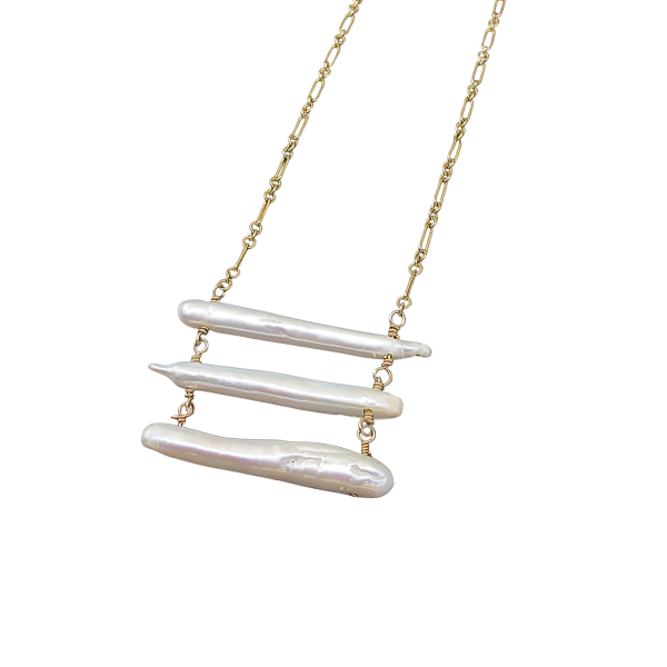 “Tidal Rungs” Bar-Pearl Necklace - Image 3