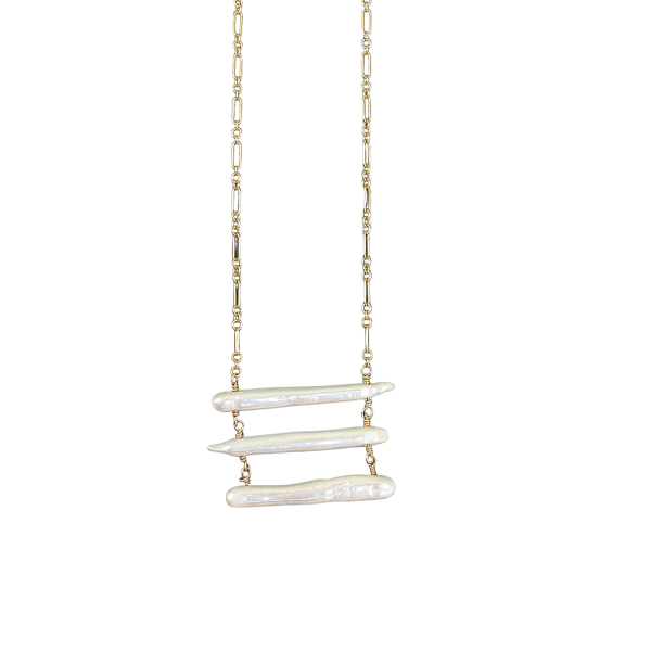 “Tidal Rungs” Bar-Pearl Necklace - Image 2