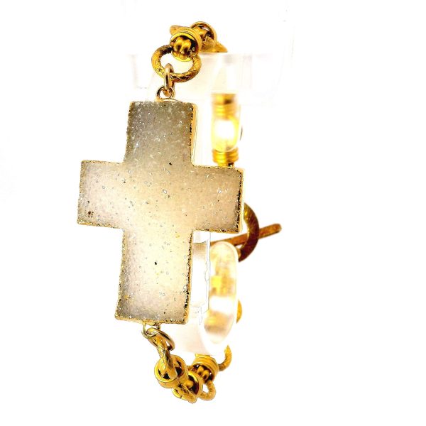 “Lavender Grace” Druzy Cross Bracelet - Image 4