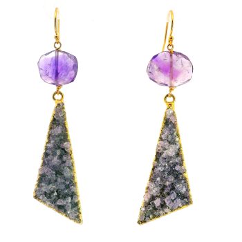“Twilight Prism” Amethyst & Druzy Shard Earrings