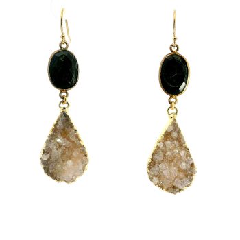 “Eclipse Gleam” Obsidian & Druzy Shard Earrings