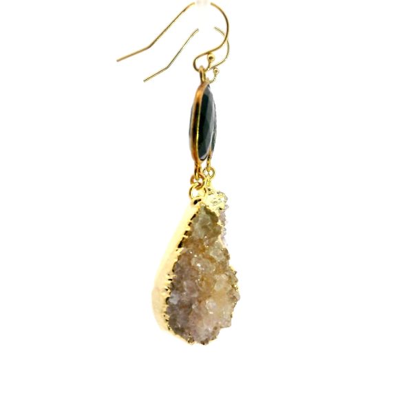 “Eclipse Gleam” Obsidian & Druzy Shard Earrings - Image 3