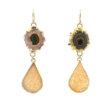“Desert Sunburst” Solar Quartz & Sand Druzy Earrings