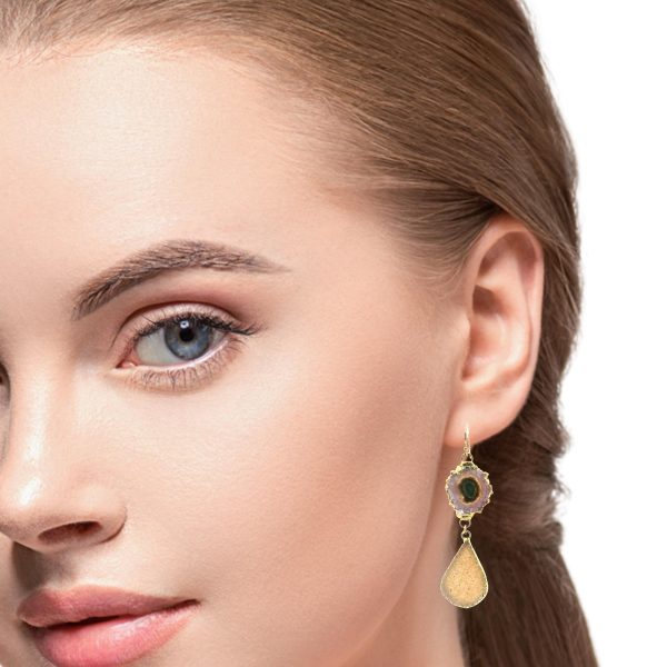 “Desert Sunburst” Solar Quartz & Sand Druzy Earrings - Image 4