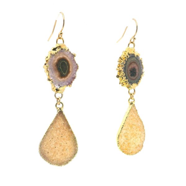 “Desert Sunburst” Solar Quartz & Sand Druzy Earrings - Image 2